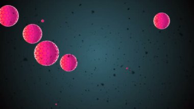 Coronavirus Covid-19 enfekte virüs 2019-ncov pnömoni kanında. Tıbbi Virüs gerçekçi bir model. Coronavirus animasyonu. Mikroorganizmalar, Patojen bakterileri. Parçacıklar. Hücrelerin grip virüsü modelleri.