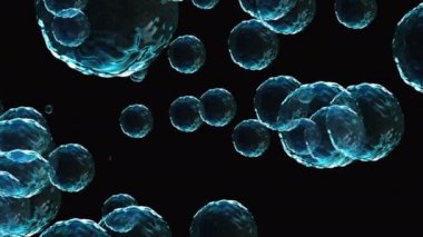 Coronavirus, Covid-19 Aşıları. Coronavirus aşısı arka plan görüntüleri. Dezenfekte köpükleri jel. Kovid 19 aşı haplarından oluşan yüzen hücreler insan organizmasında. Siyah arkaplanda Coronavirus hücresi.