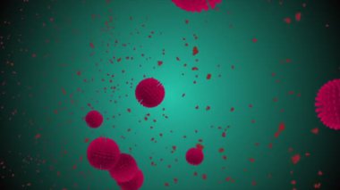 Coronavirus Covid-19 enfekte virüs 2019-ncov pnömoni kanında. Tıbbi Virüs gerçekçi bir model. Coronavirus animasyonu. Mikroorganizmalar, Patojen bakterileri. Parçacıklar. Hücrelerin grip virüsü modelleri.