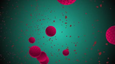 Coronavirus Covid-19 enfekte virüs 2019-ncov pnömoni kanında. Tıbbi Virüs gerçekçi bir model. Coronavirus animasyonu. Mikroorganizmalar, Patojen bakterileri. Parçacıklar. Hücrelerin grip virüsü modelleri.