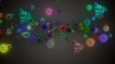 Coronavirus Hücreleri illüstrasyon arka planı. Coronavirus Covid-19 enfekte virüs 2019-ncov pnömoni kanında. Tıbbi Virüs gerçekçi bir model. Coronavirus duvar kağıdı. Mikroorganizmalar, Patojenler bakterisi.