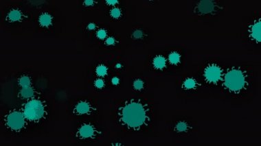 Tıbbi illüstrasyon 2d, hücrelerin 3 boyutlu animasyon arka planı, dünyadaki bakteri virüsleri. İnsan riski virüsü. Coronavirus. Mikroskobik görüntü. Makro hücre modelleri yüzüyor.