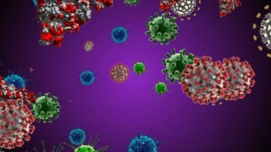 Coronavirus Hücreleri illüstrasyon arka planı. Coronavirus Covid-19 enfekte virüs 2019-ncov pnömoni kanında. Tıbbi Virüs gerçekçi bir model. Coronavirus duvar kağıdı. Mikroorganizmalar, Patojenler bakterisi.