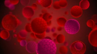 Coronavirus Covid-19 enfekte virüs 2019-ncov pnömoni kanında. Tıbbi Virüs gerçekçi bir model. Coronavirus animasyonu. Mikroorganizmalar, Patojen bakterileri. Parçacıklar. Hücrelerin grip virüsü modelleri.