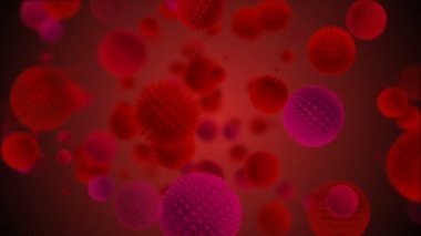 Coronavirus Covid-19 enfekte virüs 2019-ncov pnömoni kanında. Tıbbi Virüs gerçekçi bir model. Coronavirus animasyonu. Mikroorganizmalar, Patojen bakterileri. Parçacıklar. Hücrelerin grip virüsü modelleri.