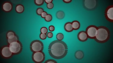 Coronavirus Covid-19 enfekte virüs 2019-ncov pnömoni kanında. Tıbbi Virüs gerçekçi bir model. Coronavirus animasyonu. Mikroorganizmalar, Patojen bakterileri. Parçacıklar. Hücrelerin grip virüsü modelleri.