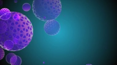 Coronavirus Covid-19 enfekte virüs 2019-ncov pnömoni kanında. Tıbbi Virüs gerçekçi bir model. Coronavirus animasyonu. Mikroorganizmalar, Patojen bakterileri. Parçacıklar. Hücrelerin grip virüsü modelleri.