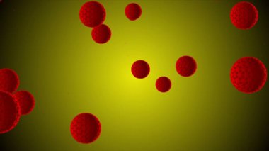Coronavirus Covid-19 enfekte virüs 2019-ncov pnömoni kanında. Tıbbi Virüs gerçekçi bir model. Coronavirus animasyonu. Mikroorganizmalar, Patojen bakterileri. Parçacıklar. Hücrelerin grip virüsü modelleri.