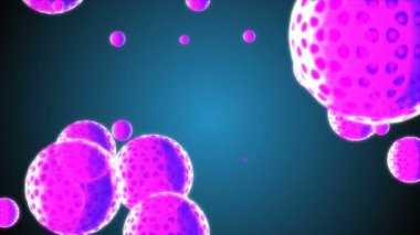 Coronavirus Covid-19 enfekte virüs 2019-ncov pnömoni kanında. Tıbbi Virüs gerçekçi bir model. Coronavirus animasyonu. Mikroorganizmalar, Patojen bakterileri. Parçacıklar. Hücrelerin grip virüsü modelleri.
