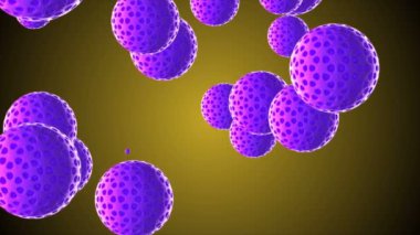 Coronavirus Covid-19 enfekte virüs 2019-ncov pnömoni kanında. Tıbbi Virüs gerçekçi bir model. Coronavirus animasyonu. Mikroorganizmalar, Patojen bakterileri. Parçacıklar. Hücrelerin grip virüsü modelleri.