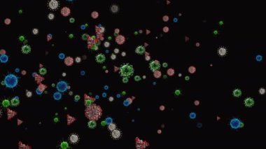 Coronavirus Hücreleri illüstrasyon arka planı. Coronavirus Covid-19 enfekte virüs 2019-ncov pnömoni kanında. Tıbbi Virüs gerçekçi bir model. Coronavirus duvar kağıdı. Mikroorganizmalar, Patojenler bakterisi.