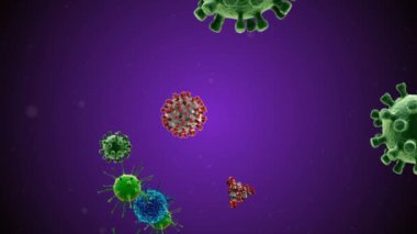 Coronavirus Hücreleri illüstrasyon arka planı. Coronavirus Covid-19 enfekte virüs 2019-ncov pnömoni kanında. Tıbbi Virüs gerçekçi bir model. Coronavirus duvar kağıdı. Mikroorganizmalar, Patojenler bakterisi.