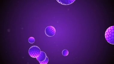 Coronavirus Covid-19 enfekte virüs 2019-ncov pnömoni kanında. Tıbbi Virüs gerçekçi bir model. Coronavirus animasyonu. Mikroorganizmalar, Patojen bakterileri. Parçacıklar. Hücrelerin grip virüsü modelleri.