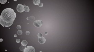 Coronavirus Covid-19 enfekte virüs 2019-ncov pnömoni kanında. Tıbbi Virüs gerçekçi bir model. Coronavirus animasyonu. Mikroorganizmalar, Patojen bakterileri. Parçacıklar. Hücrelerin grip virüsü modelleri.