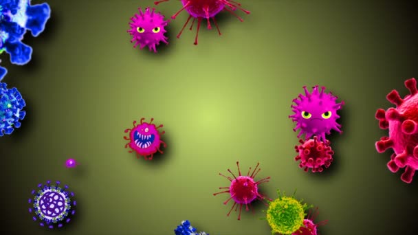 Ilustración Médica Fondo Animación Células Virus Bacterias Mundo Virus Riesgo — Vídeos de Stock