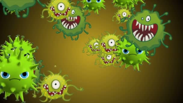 Ilustración Médica Fondo Animación Células Virus Bacterias Mundo Virus Riesgo — Vídeos de Stock