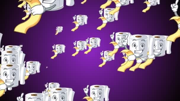Záchod Roll Ilustrace Pozadí Animace Záchodový Papír Emoji Usmívá Charakterizace — Stock video