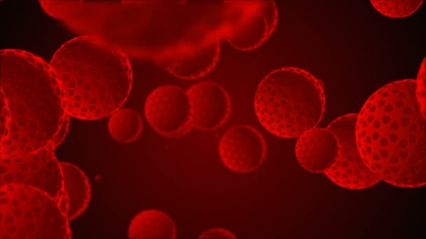 Coronavirus Covid-19 Virus infecté 2019-ncov pneumonie dans le sang. Modèle réaliste de virus médical. Animation du coronavirus. Microorganismes, bactéries pathogènes. Des particules. Modèles de cellules du virus de la grippe.