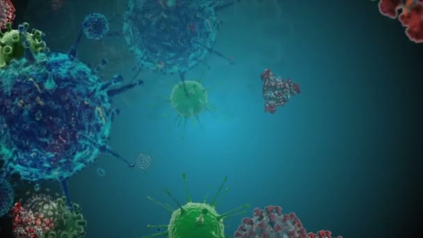 Coronavirus Cellen Illustratie Achtergrond Coronavirus Covid Geïnfecteerd Virus 2019 Ncov — Stockvideo