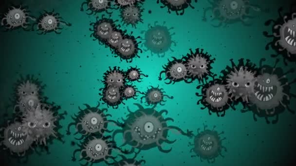 Ilustración Médica Fondo Animación Células Virus Bacterias Mundo Virus Riesgo — Vídeos de Stock