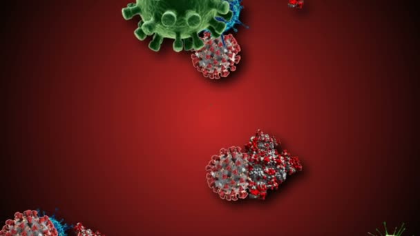 Ilustracja Ilustracji Komórek Koronawirusowych Coronavirus Covid Zakażony Wirus 2019 Ncov — Wideo stockowe