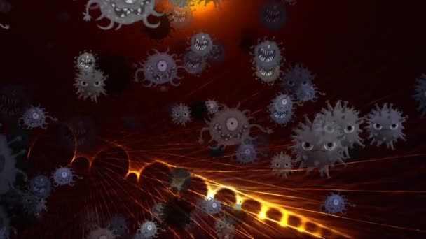 Ilustración Médica Fondo Animación Células Virus Bacterias Mundo Virus Riesgo — Vídeo de stock