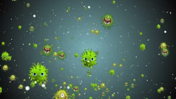 Ilustración Médica Fondo Animación Células Virus Bacterias Mundo Virus Riesgo — Vídeo de stock