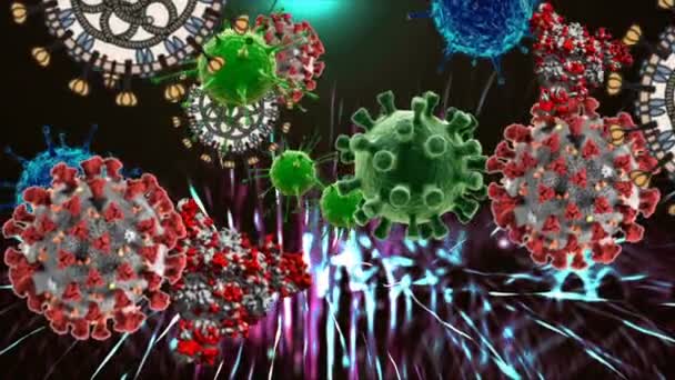 Illustration Médicale Fond Animation Cellules Virus Bactériens Dans Monde Virus — Video