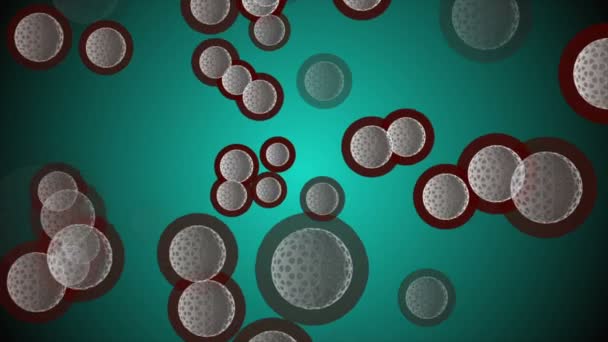 Coronavirus Covid-19 Virus infecté 2019-ncov pneumonie dans le sang. Modèle réaliste de virus médical. Animation du coronavirus. Microorganismes, bactéries pathogènes. Des particules. Modèles de cellules du virus de la grippe.