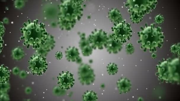 医療イラスト2次元 細胞の3Dアニメーション背景 世界の細菌ウイルス 人間の危険性ウイルス コロナウイルス 顕微鏡画像 マクロ細胞モデルが浮かんでいます コロナウイルスEvli Emojidex 絵文字デックス — ストック動画
