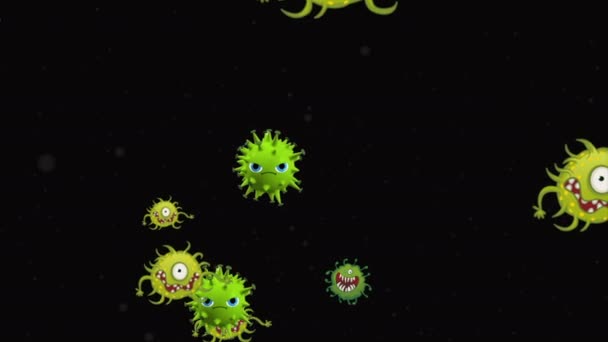 Ilustración Médica Fondo Animación Células Virus Bacterias Mundo Virus Riesgo — Vídeo de stock