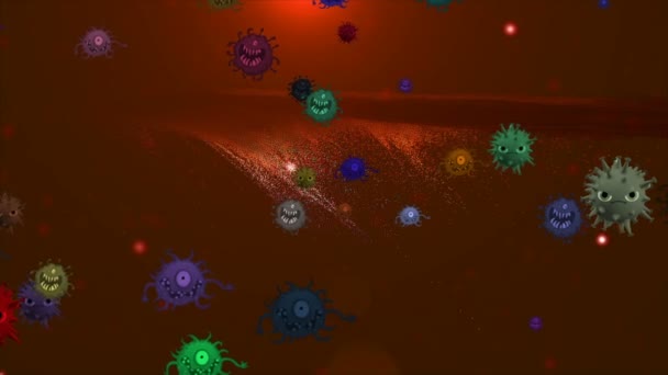 Medical Illustration Animation Background Cells Bacteria Viruses World Human Risk — Stock Video