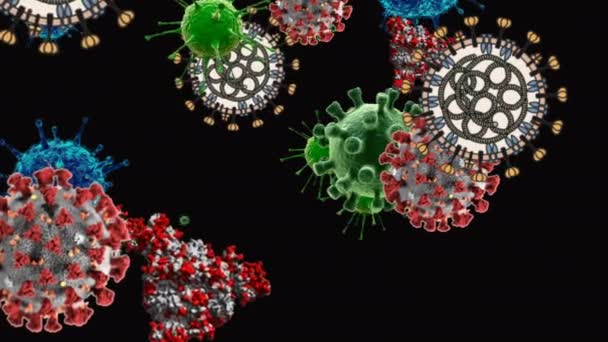 Lékařské Ilustrace Animace Pozadí Buněk Bakterie Viry Světě Virus Lidského — Stock video
