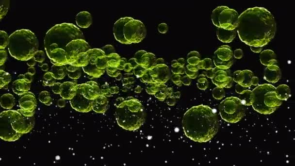 Coronavirus Covid Impfstoffe Coronavirus Impfstoff Hintergrundmaterial Desinfektionsblasen Gel Schwimmende Zellen — Stockvideo