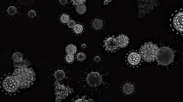 Coronavirus Covid Impfstoffe Coronavirus Impfstoff Hintergrundmaterial Desinfektionsblasen Gel Schwimmende Zellen — Stockvideo