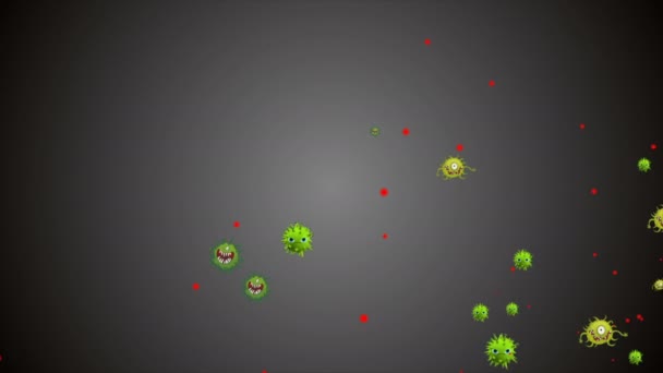 Illustration Médicale Fond Animation Cellules Virus Bactériens Dans Monde Virus — Video