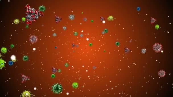 Illustration Médicale Fond Animation Cellules Virus Bactériens Dans Monde Virus — Video