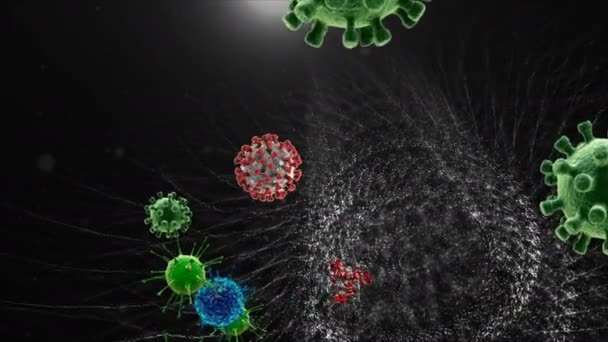 Illustration Médicale Fond Animation Cellules Virus Bactériens Dans Monde Virus — Video