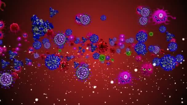 Illustrazione Medica Sfondo Animazione Cellule Virus Batterici Nel Mondo Virus — Video Stock