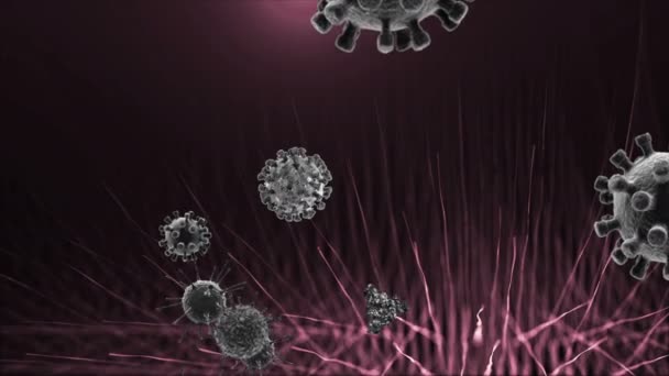 Illustration Médicale Fond Animation Cellules Virus Bactériens Dans Monde Virus — Video