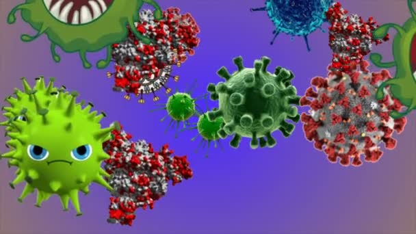 Medicinsk Illustration Animation Bakgrund Celler Bakterier Virus Världen Människans Riskvirus — Stockvideo