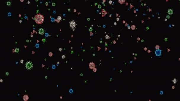 Coronavirus Covid Impfstoffe Coronavirus Impfstoff Hintergrundmaterial Desinfektionsblasen Gel Schwimmende Zellen — Stockvideo