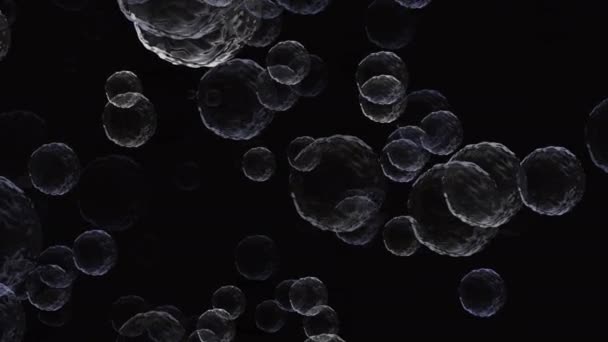 Coronavirus Covid Impfstoffe Coronavirus Impfstoff Hintergrundmaterial Desinfektionsblasen Gel Schwimmende Zellen — Stockvideo