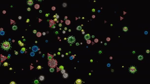 Illustration Médicale Fond Animation Cellules Virus Bactériens Dans Monde Virus — Video