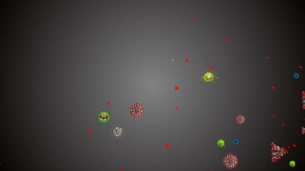 Ιατρική Απεικόνιση Animation Φόντο Των Κυττάρων Βακτήρια Ιούς Στον Κόσμο — Αρχείο Βίντεο