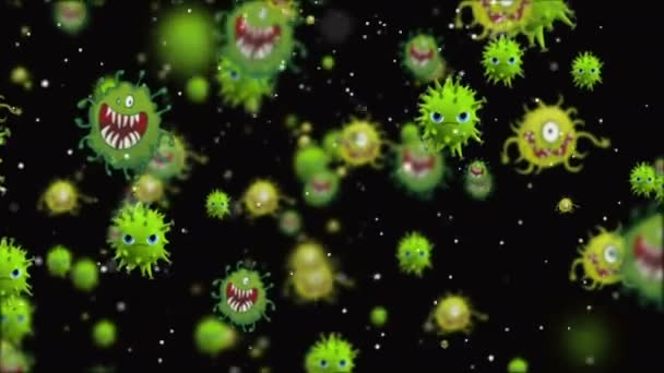 Ilustración Médica Fondo Animación Células Virus Bacterias Mundo Virus Riesgo — Vídeo de stock