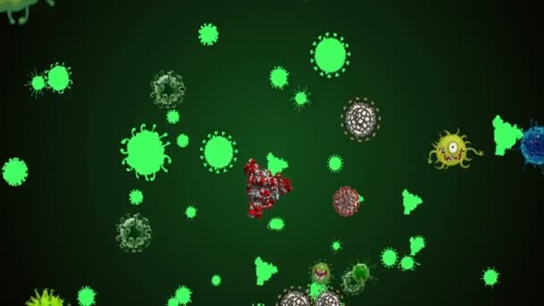 Illustration Médicale Fond Animation Cellules Virus Bactériens Dans Monde Virus — Video