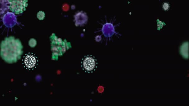 Illustrazione Medica Sfondo Animazione Cellule Virus Batterici Nel Mondo Virus — Video Stock