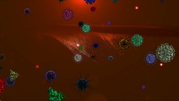 Illustrazione Medica Sfondo Animazione Cellule Virus Batterici Nel Mondo Virus — Video Stock