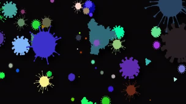 Illustration médicale 2d, fond d'animation 3d de cellules, virus bactériens dans le monde. Virus du risque humain. Coronavirus. Vue microscopique. Modèles de cellules macro flottant .